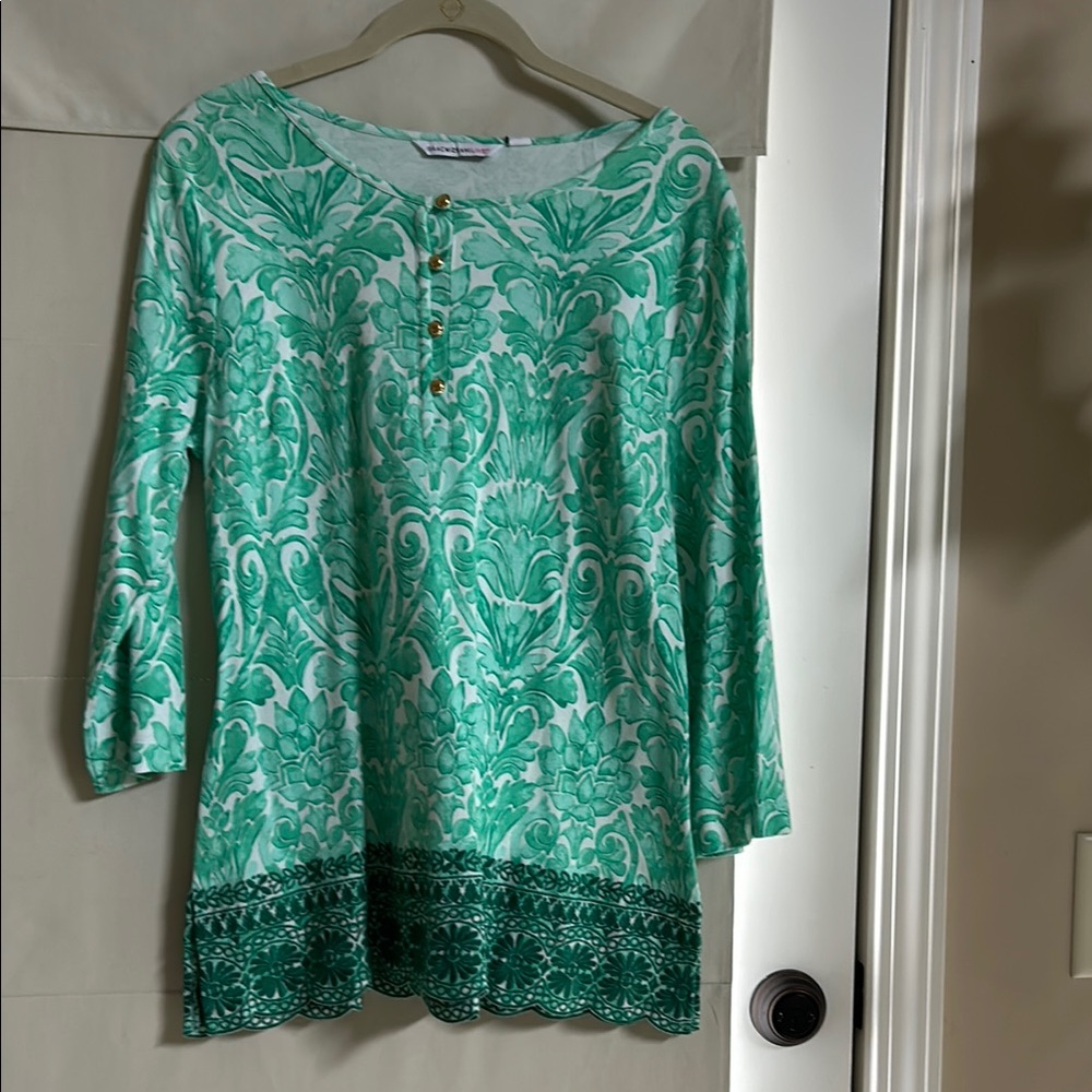Green Patterned Women's Top by Isaac Mizrahi